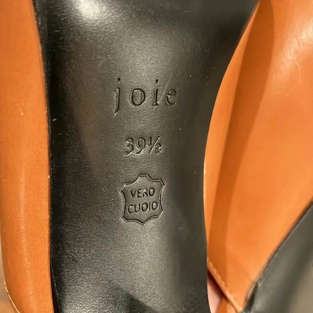 Joie Olya open toed leather mule heel sandal neutral tan size 39.5 size 9 - Picture 9 of 10